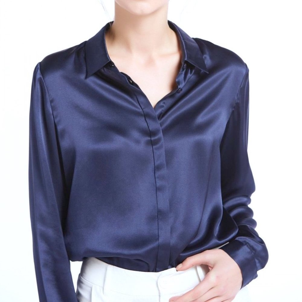 Blue Silk Blouse